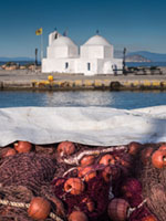 Agios Nikolaos Άγιος Νικόλαος, Aegina, St Nicholas church, harbor, nets, διχτυα