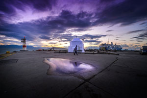 Agios Nikolaos before the storm Άγιος Νικόλαος, λυκόφως, Aegina, St Nicholas church, harbor, sunset, storm, καταιγιδα