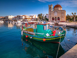Panagitsa at Aegina harbor  Αίγινα, λιμάνι, Παναγίτσα, ψαρόβαρκες, Aegina, harbor, Panagitsa, fishing boats