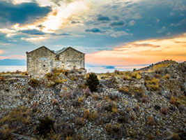 Sunset Hues over the Twin Churches of Palaiochora Aegina, Agios Dimitrios, Agios Georgios, Agios Nektarios, Byzantine, Christianity, Greece, Paliachora, aigina, ancient, architecture, church, churches, culture, ghost town, heritage, hilltop, historic site, history, landmark, landscape, medieval, monastery, palaiochora, palaiohora, palaioxora, religion, ruins, travel, ΑΙΓΙΝΑ, παλαιοχωρα