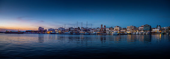Blue hour in aegina harbour 