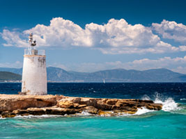 Wild Beauty of the Lighthouse Aegina, Bouza, Greece, clouds, coastline, editorial, landmark, lighthouse, sea, seascape, summer, travel