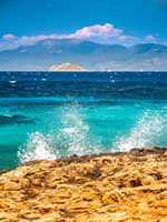 Summer Sea τιρκουάζ νερά, ακτή, Αίγινα