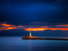 Calm on Sunset Aegina, Greece, Mediterranean, beacon, calm, coastal, dock, dramatic sky, evening, harbor, horizon, lighthouse, maritime, minimal, moody, navigation, pier, sea, seascape, sunset, travel, water