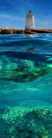 From Underwater at the lighthouse Aegina, Bouza, Greece, bouzas lighthouse, coastline, island, lighthouse, sea, seascape, summer, travel, turquoise water