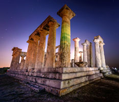 Temple of Aphaia Under the Stars Aegina, Aphaia, Aphaia temple, Greece, Temple of Aphaia, afaia, afaia temple, afea, ancient, ancient Greece, ancient temple, archaeology, architecture, columns, culture, history, landmark, night photography, ruins, temple, travel